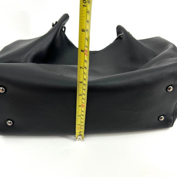 Sondra Roberts Squared Vegan Leather Tote Satchel Black Shoulder Bag Purse Large - Picture 10 of 12